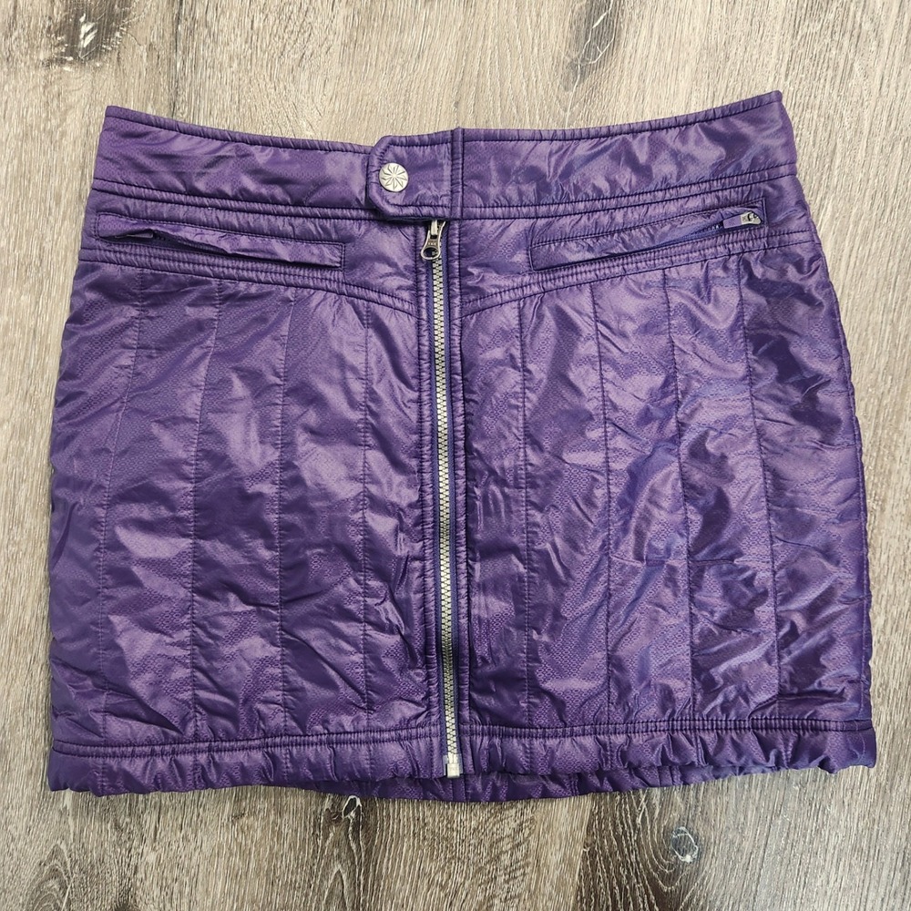 Athleta Purple Quilted Puffer Mini Skirt Primaloft Insulated Zip Front 929628 6